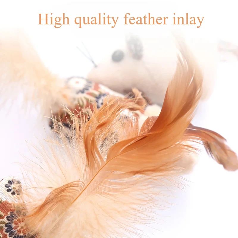 Pet Supplies Plush Mouse Feathers with Mint Fragrant Flowers Series Self Relaxing Cat Toys