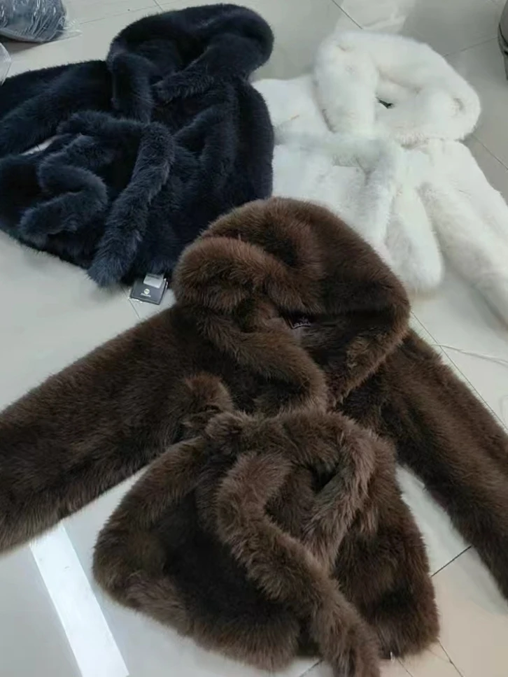 

Faionable Thiened шуба из искусственного меха с капюшоном для женщин Ele Quali осень-зима новое пальто китайского бренда