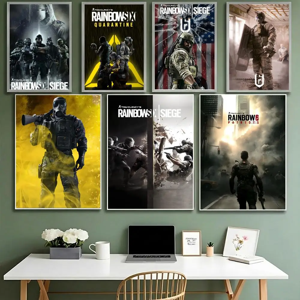 Tom C-Clancys R-Rainbow Six Siege Game Poster HD impermeable de alta dureza autoadhesivo decoración de pared Universal