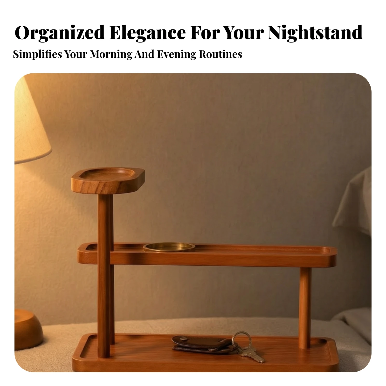 Wooden Tabletop Organizer Open Design Three-Level Wooden Organizer Perfume Display Shelf Space-Saving Multi-Purpose