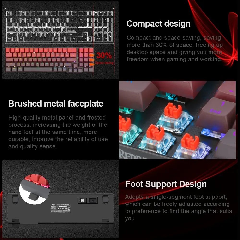 REDRAGON GALIO PRO K637 RGB USB Mechanical Gaming Keyboard Support Bluetooth Wireless 2.4G Gamer 78 Keys for Computer PC Laptop