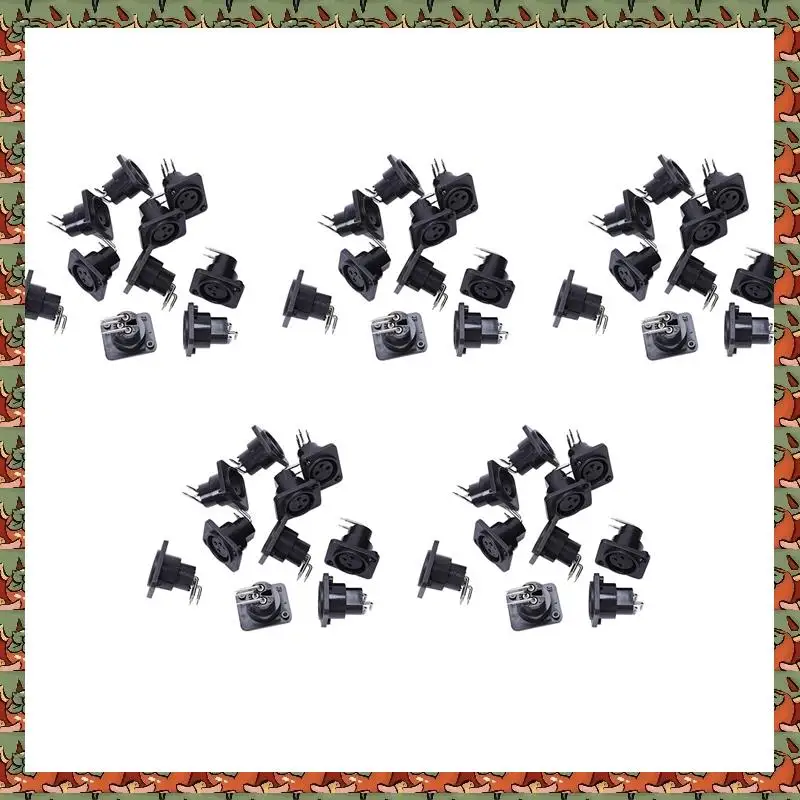 

ABLQ 50 шт. черный XLR 3-контактный гнездовой разъем для монтажа на панели шасси разъем для печатной платы