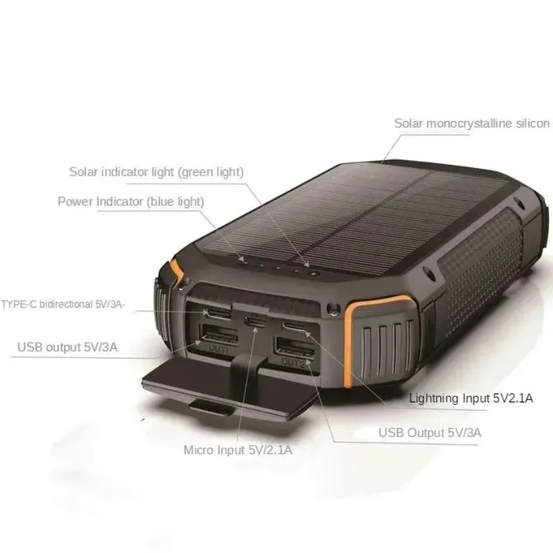 Solar Wireless Charging Unit Outdoor Camping Light Wireless Fast Charging Mobile Power 50000mah, for iPhone xiaomi Samsung