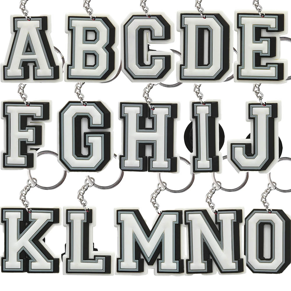 1pcs Cartoon Cute White Keychains Boys Girls A To Z Kids Alphabet Letter Keyrings Figure Decoration Kids Birthday Gift