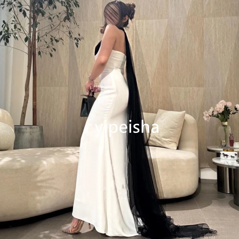 CustomizedPastrol Jersey Pleat Column High Collar Long Dresses Homecoming  Classic Exquisite Modern Style Sexy Sparkle Matching