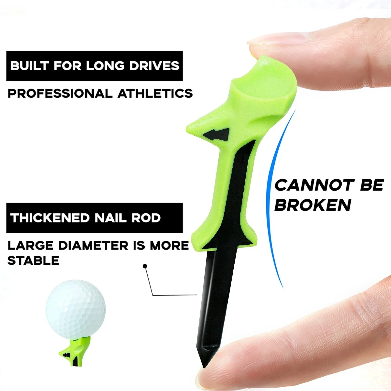 10pcs Golf Tees 83mm Double Angled Ball Nail Seat TE030