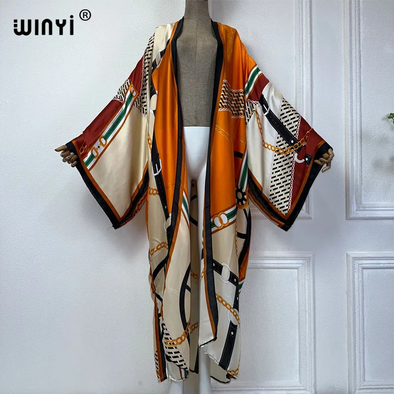 WINYI kimono Afrika pakaian pantai penutup cetak elegan Cardigan pakaian pantai untuk wanita pakaian renang mantel fashion abaya