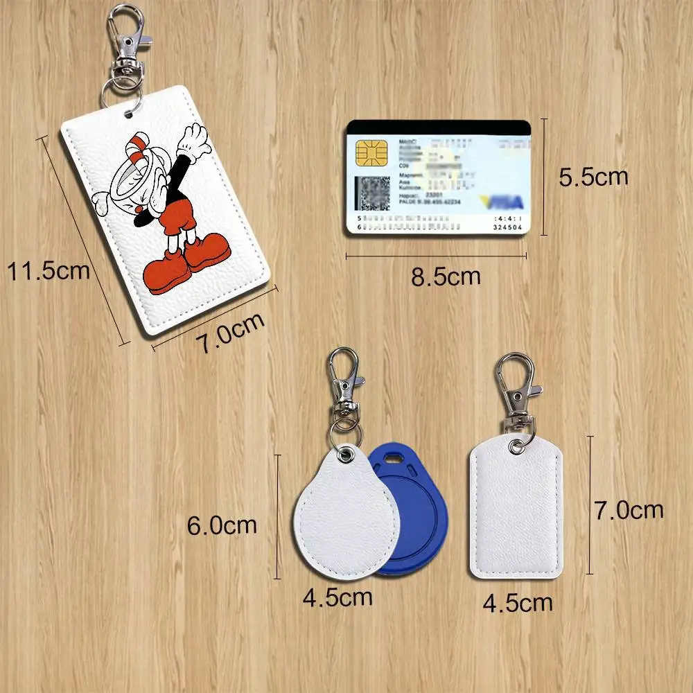 game meme Devil Cuphead Cartoon Movie Singer Game Anime Leather Card Holder Can Store Access Control ID Card Subway case