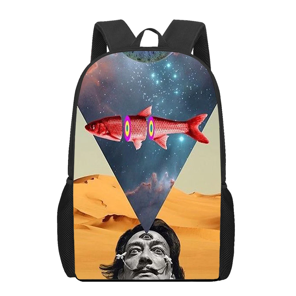 Salvador Dali Art painting 3D Print School Bag Set for Teenager Girls Primary Kids Backpack Book Bags Children Bookbag Satchel