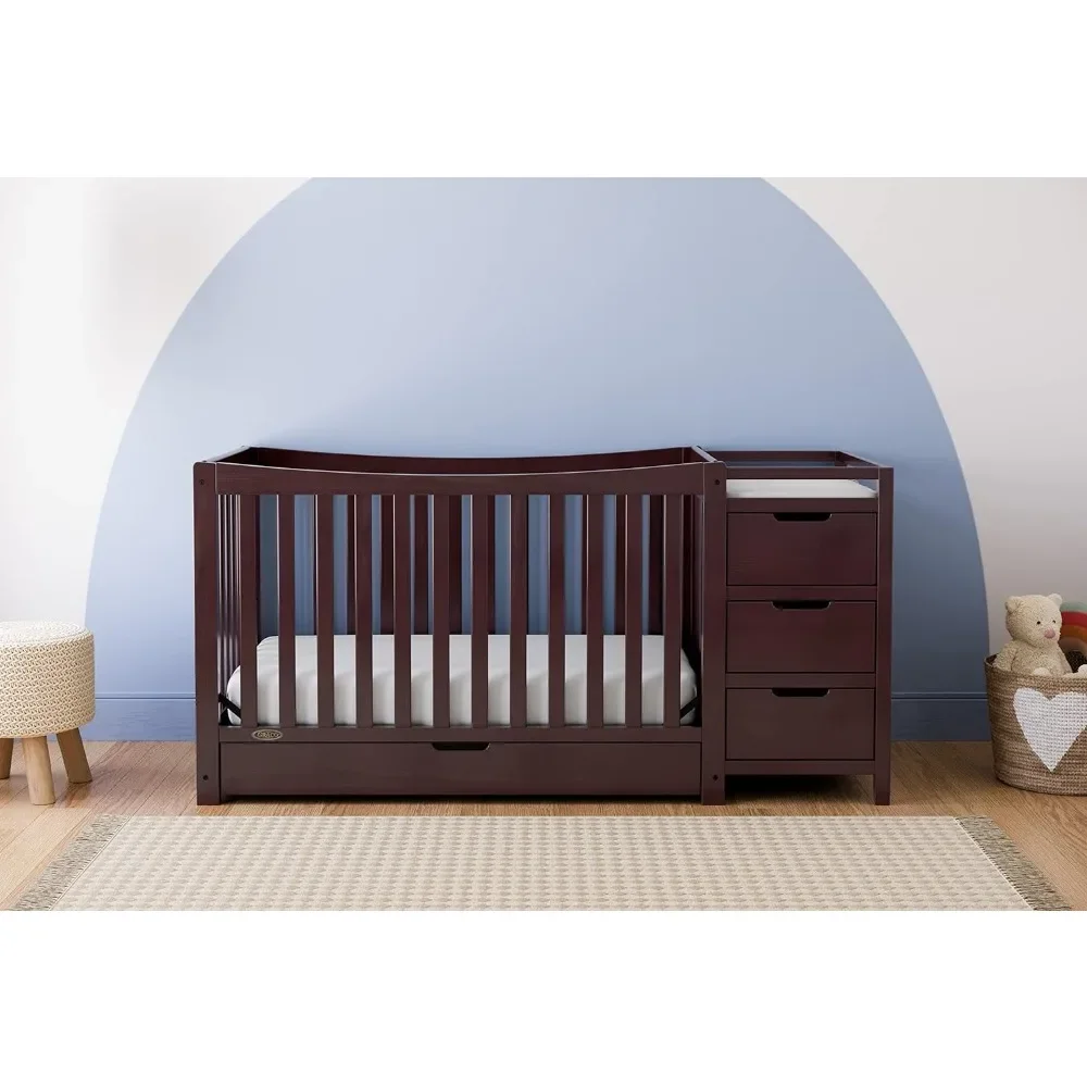 Convertible Crib & Changer with Drawer Crib and Changing-Table Combo, Includes Changing Pad