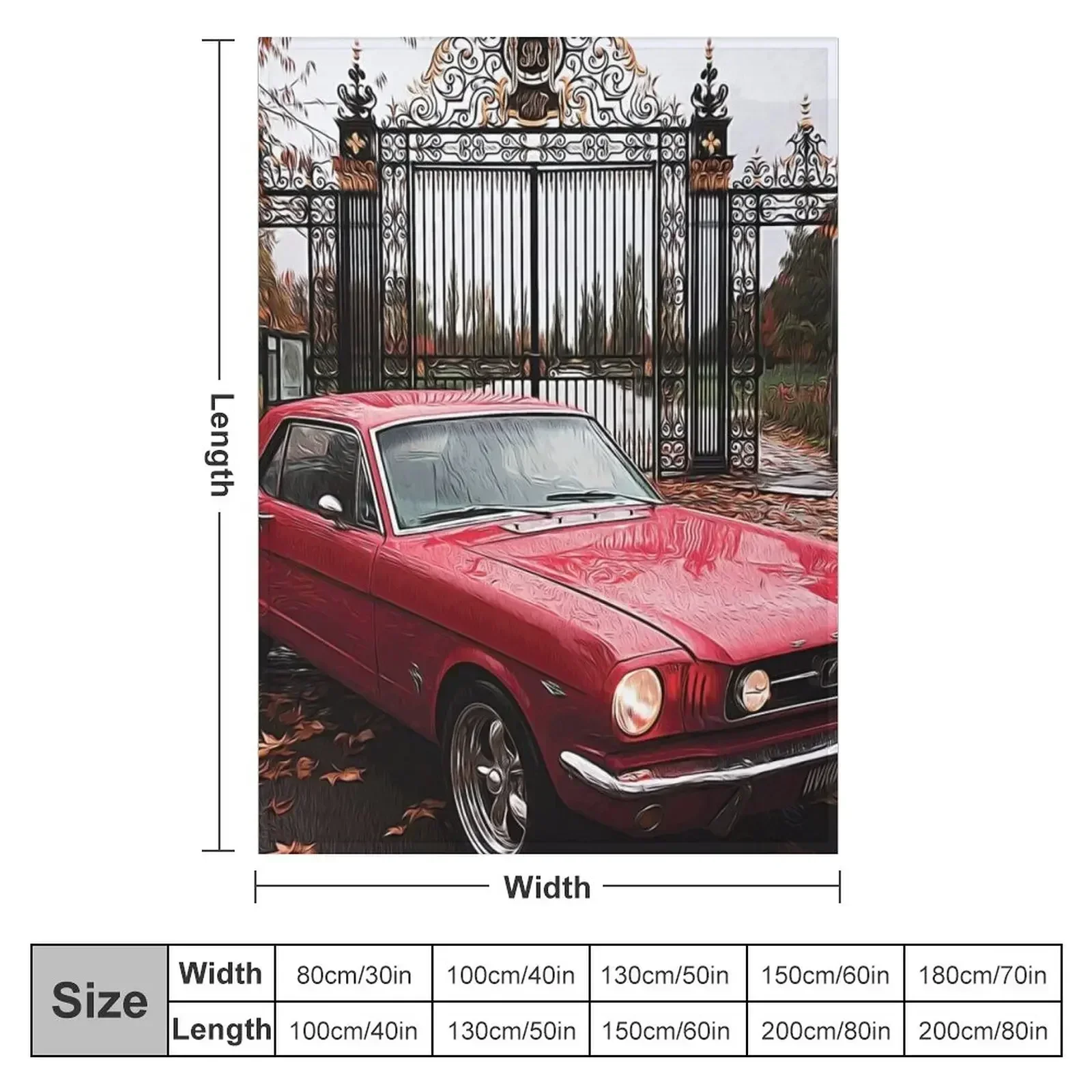 Red Coupe '65 Mustang- ( Cartooned) Throw Blanket Decoratives Polar Blankets