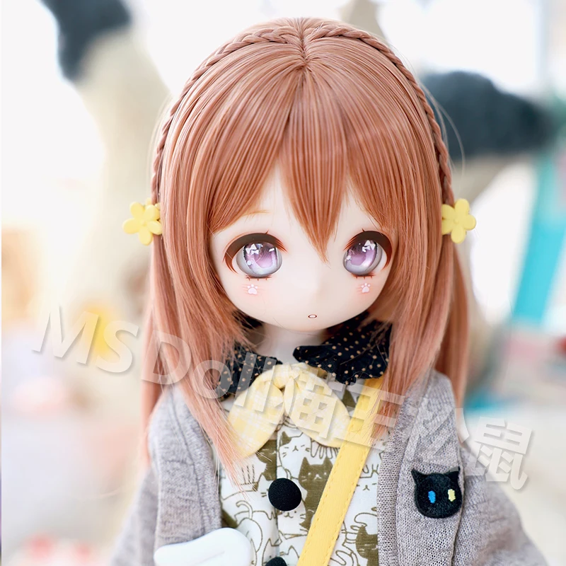 Cute Rinka Haircut BJD Wig Cute Braids Short Hair for 1/3 1/4 1/6 MDD BJD Doll Wig High Temperature Silk Doll Hair Girl DIY Toys