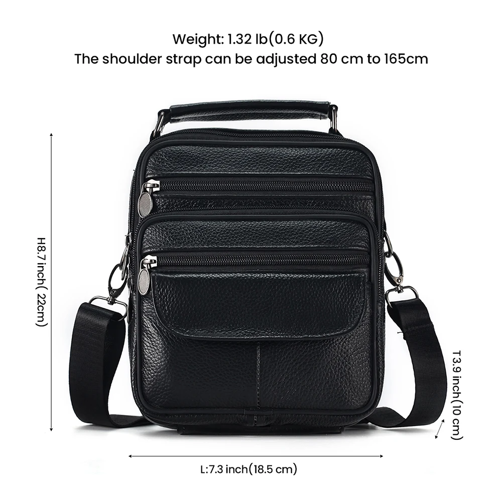 Men Genuine Leather Crossbody Bags Messenger Bag for Male Trendy Shoulder Bags Casual Travel Sling Bag Large Capacity Handbags