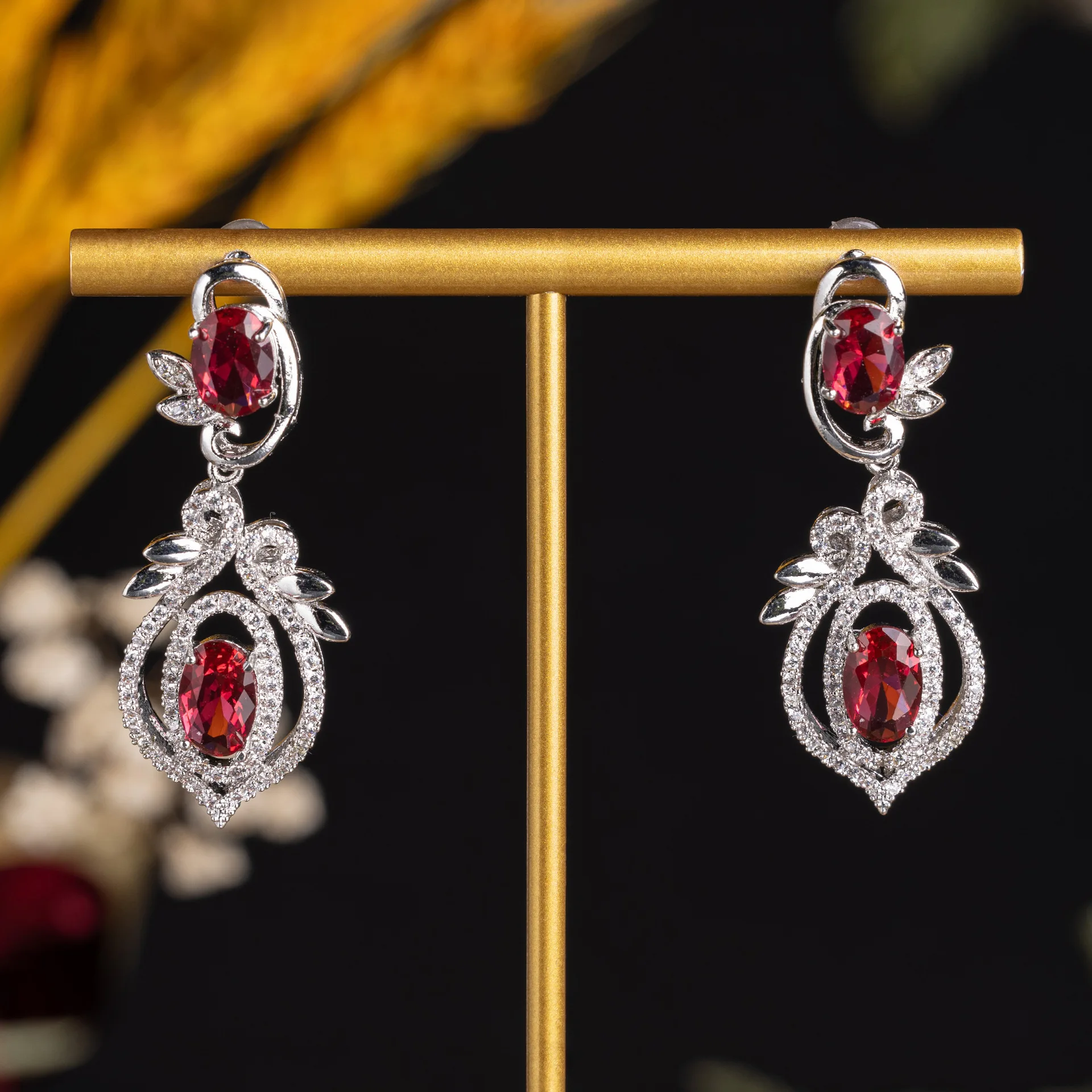 

Европейские серебряные серьги-капли с цирконами в форме цветка, легкая роскошь, оптом для женщин