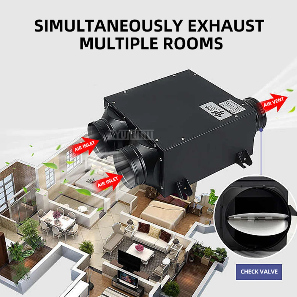 Efficient Ventilation System Silent Exhaust Fan with PVC Pipe Energy-Saving for Home Use Kitchen Air Ventilation