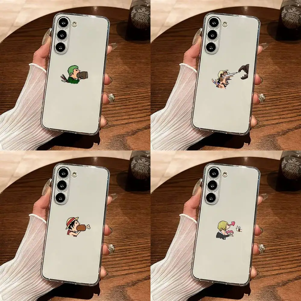 Anime One Piece Creative Transparent Phone Case For Samsung Galaxy S25 S24 S23 FE S22 Ultra S20 S21 5G Soft Clear Cover