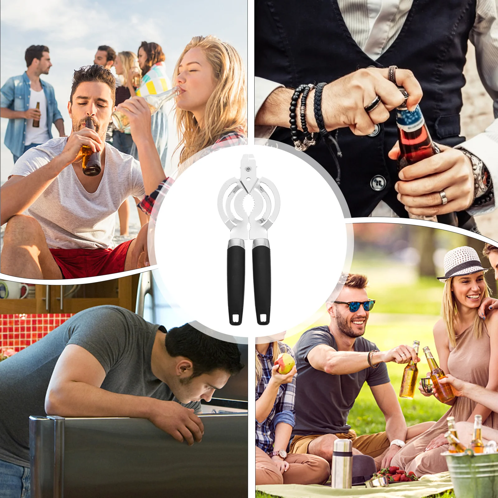 

Can Opener Black Portable Beverage Lid Remover Ergonomic Manual Opening Tool For Home Bar Kitchen Use Creative Bottle