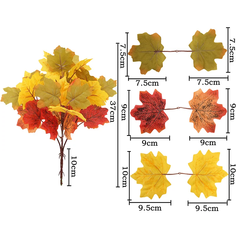 39cm künstliche Ahornblätter Zweig Herbst themen orientierte Pflanzen im Freien Seiden baum blatt für Hausgarten Halloween Ernte Festival Dekor – Detail 7