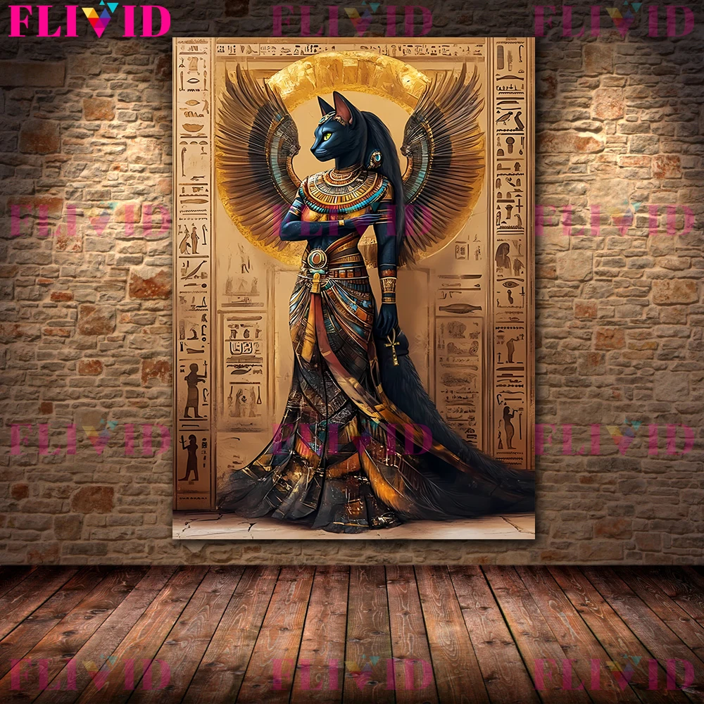 Isis Ancient Egyptian Goddess Wall Art Canvas Painting,Sacred Feminine Priestess Art Poster Print Dark Academia Witchcraft Decor