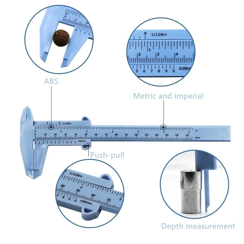 Pied à coulisse de mesure en plastique portable, règle de pied à coulisse de tatouage, outils de mesure de maquillage en continu, 150mm