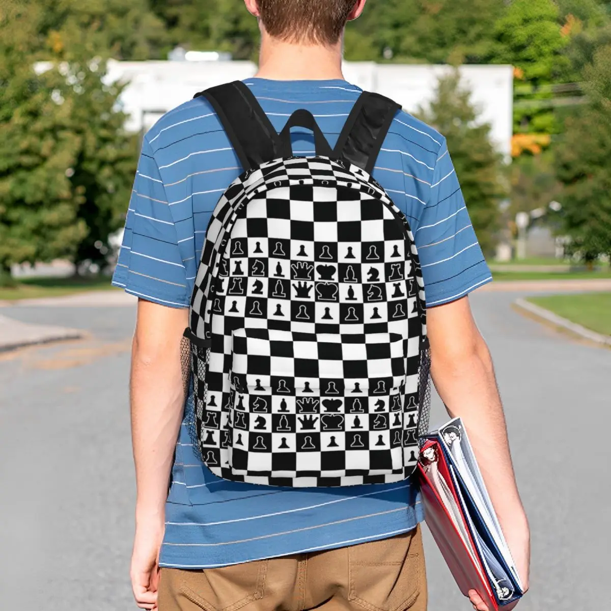 Chess Board Black And White Grid Checkered Backpack Student BookBag Boys Girls School Bag Computer Shoulder Bags