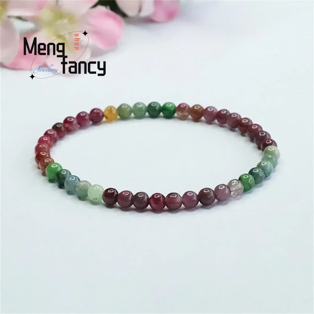 

Natural Rainbow Tourmaline Bracelet Brazilian Old Material Gradient Bracelet Simple High-grade Exquisite Fashion Luxury Jewelry