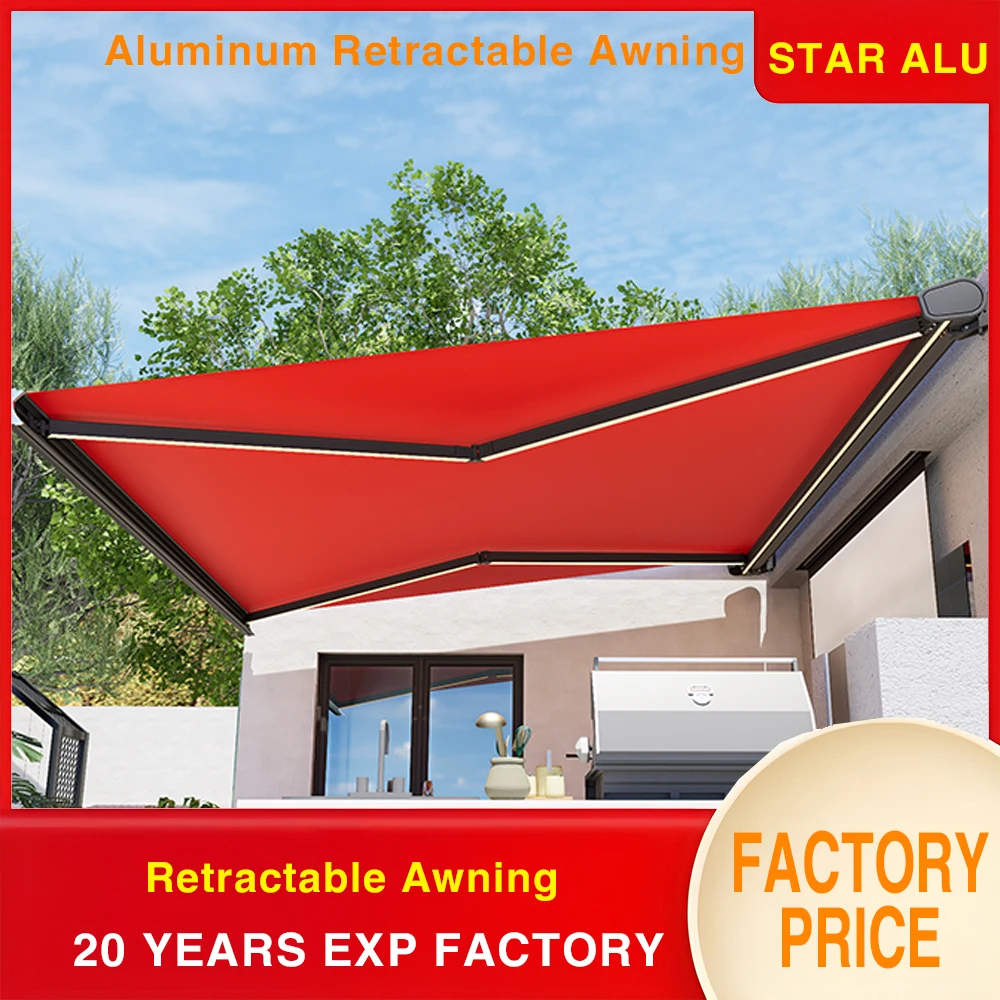Wholesale Motorized Aluminum Retractable Awning Electric Folding Arm Sunshade Canopy Waterproof Outdoor Patio Garden Custom
