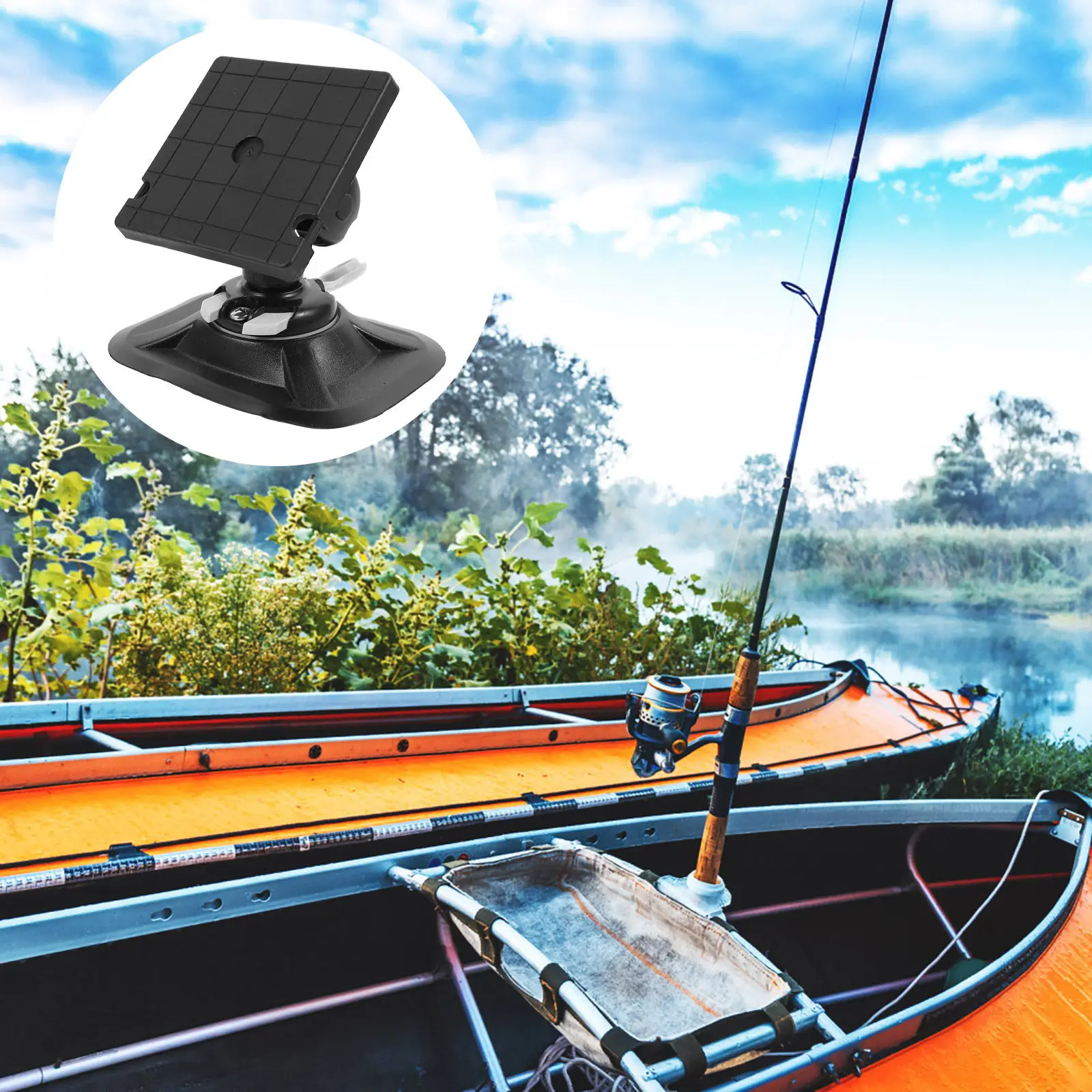 

1Set Fish Finder Rack Black Nylon Storage Holder Durable Lightweight Adjustable Base Canoe Kayak Outdoor Fish Finder Support