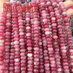 Natural Pink Tourmaline Rondelle Abacus Beads Round Loose Beads for DIY Jewelry Making Bracelet Necklace Earring 5x8mm 15
