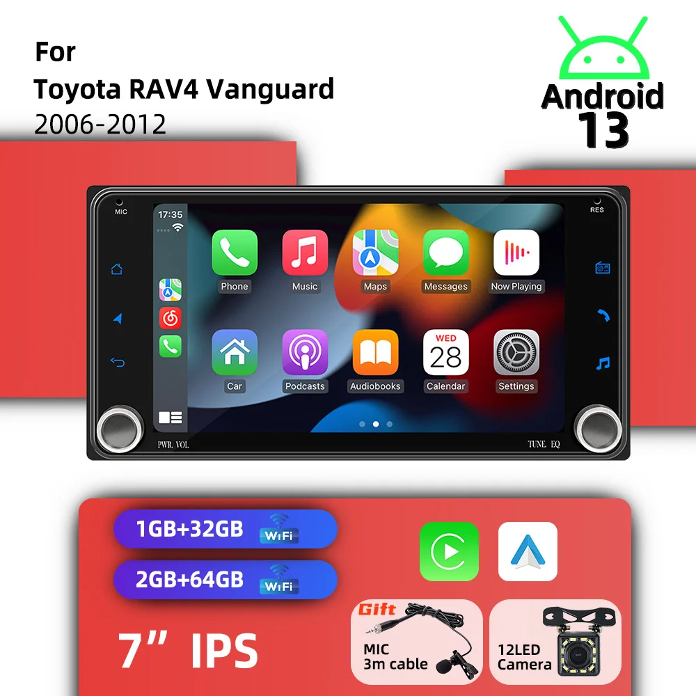 

For Toyota RAV4 RAV 4 Vanguard 2006-2012 Android Radio 2Din Car Multimedia Head Unit Stereo 7" Screen Wireless Carplay Autoradio