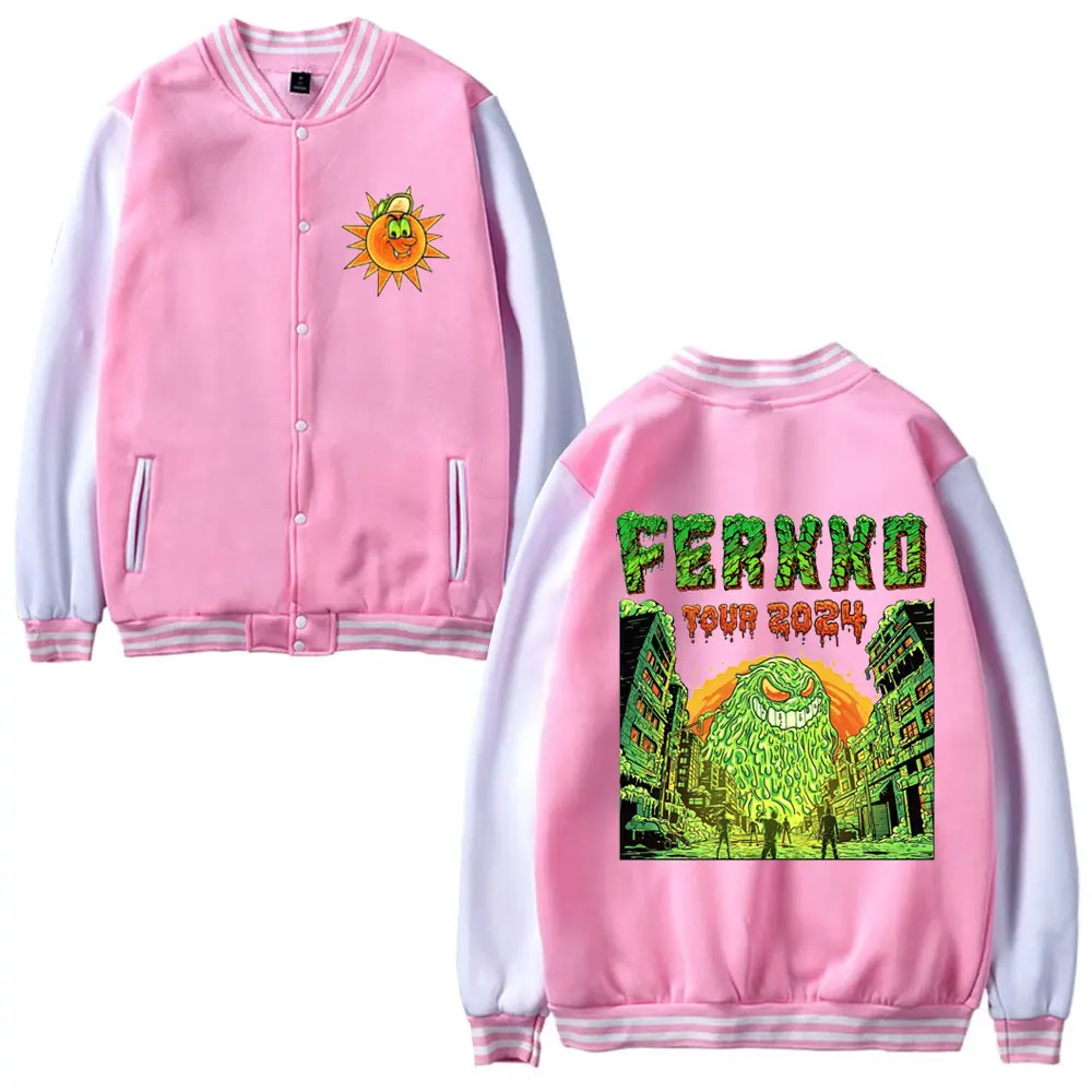 Rapero Feid Ferxxo Ferxxocalipsis Tour-uniforme de béisbol, chaqueta de gran tamaño a la moda, abrigo de lana Retro para hombre y mujer, 2024