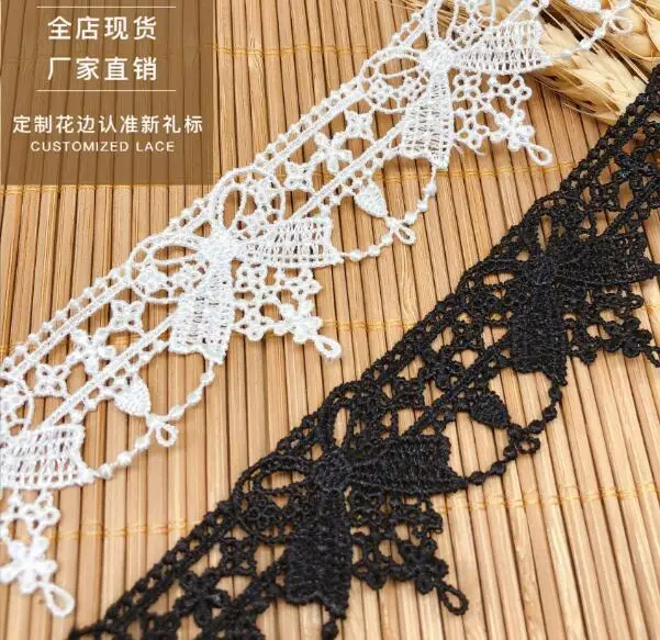 2 Meters/lot Width 3.6cm 3D Embroidery Floral Lace Applique Trim Sewing Fabrics DIY Garment Underwear Cheongsam Hair Band