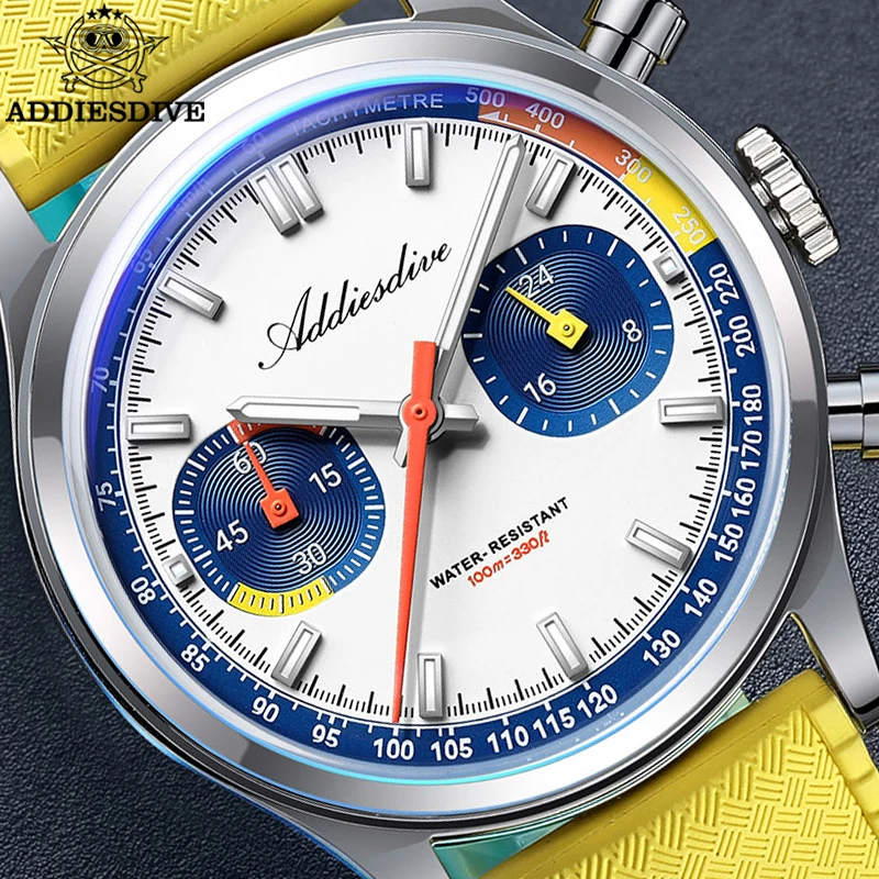 

ADDIESDIVE New Men Watch 0S21 Movement Chronograph Luxury Quartz Wristwatch 38mm Waterproof 100m Luminous Domed Glass Watches