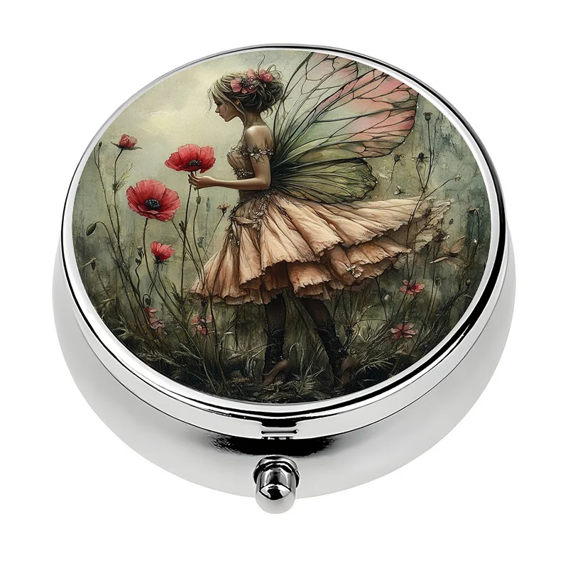 1-piece fairy-themed 3-compartment pill box, portable pill box, pill storage box, unique gift, suitable for travel, perfect for storing vitamins