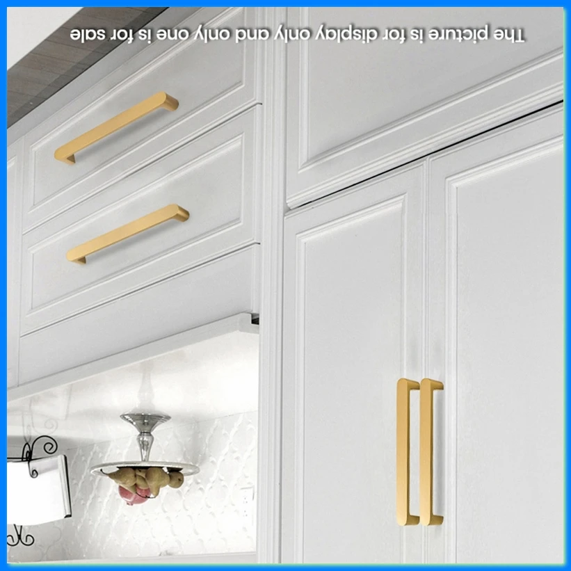 

Solid Brass Simple Style Kitchen Handle Cabinet Drawer Wardrobe Gold Handle, Comfortable Feel, Hole Distance 128 mm-A57M