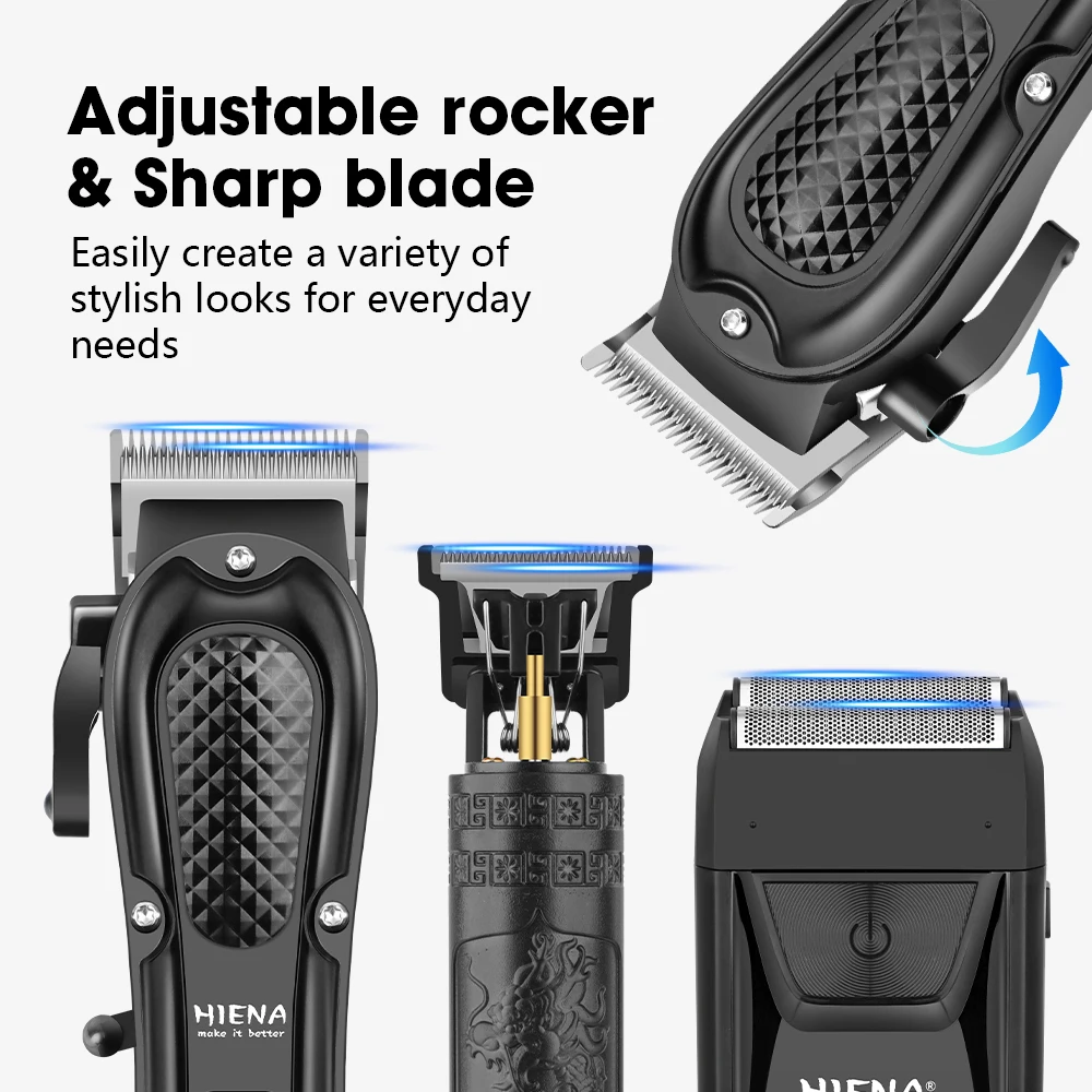 Maszynka do strzyżenia włosów Akumulatorowe maszynki do strzyżenia włosów dla mężczyzn, zestaw trzyczęściowy z głowicą olejową i trymerami elektrycznymi, idealne do domu