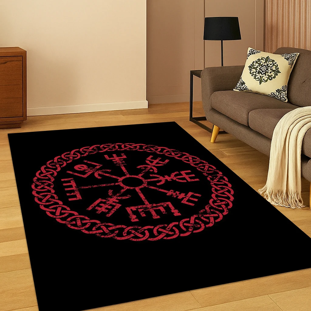 Nordischer Wikinger Odin Teppich für Zuhause, Schlafzimmer, Wohnzimmer, Sofa, Fußmatte, Dekor, Kinderbereichsteppich, großes Spiel, rutschfeste Fußmatten