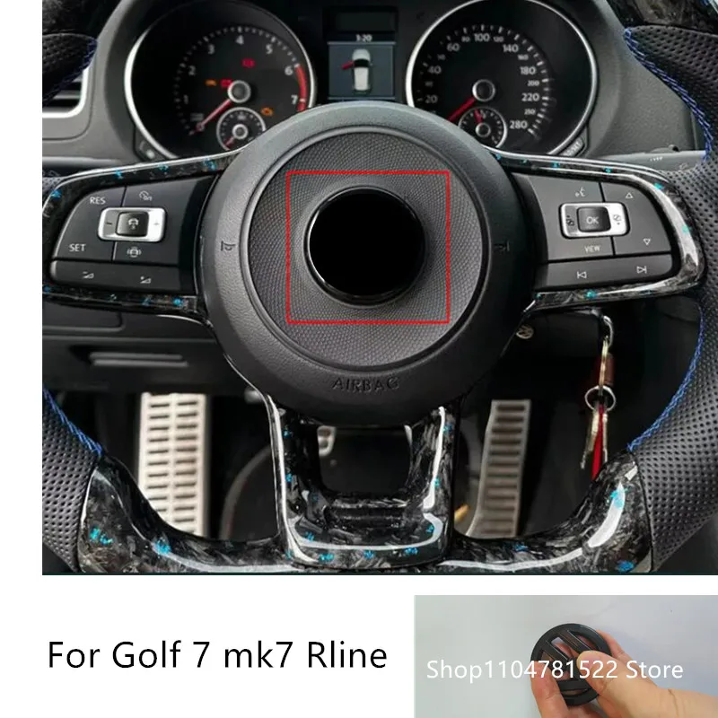 غطاء شعار عجلة القيادة باللون الأسود اللامع لشعار Golf 7 Rline باللون الأسود لعجلة القيادة وملصقات السيارات وإكسسوارات السيارات #1