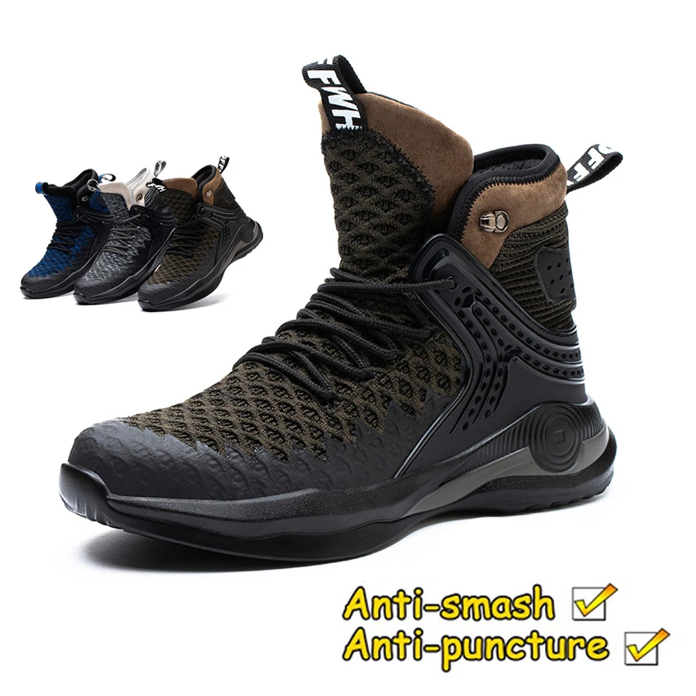 Indestructible Shoes Men's Safety Shoes with Steel Toe Cap Casual Safety Boots Breathable Sneakers Working Security Sport Shoes