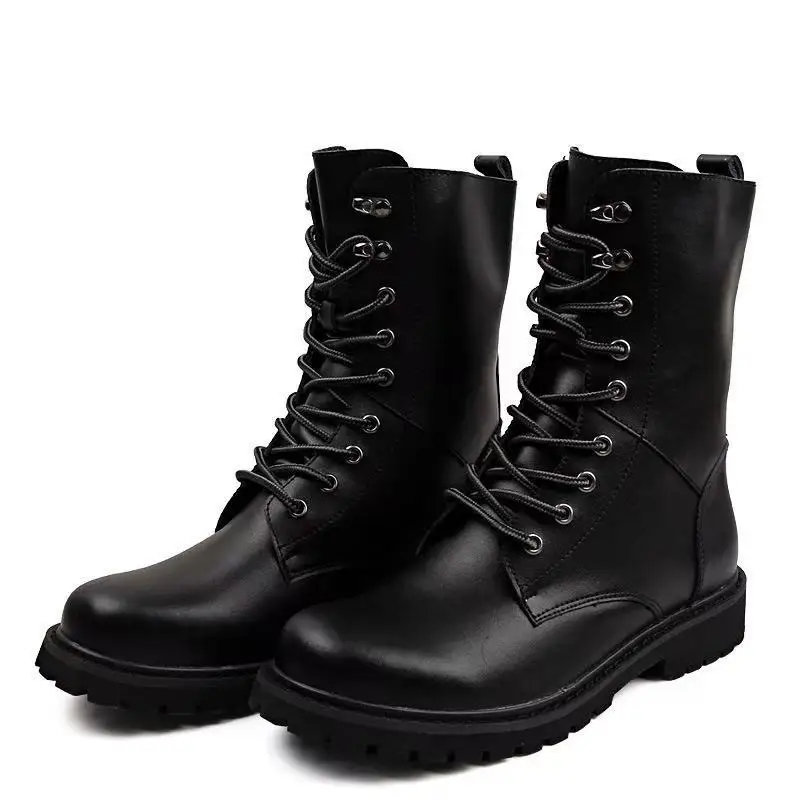 Botas de Trabajo Ligeras y Cálidas con Forro de Felpa, Antideslizantes, Resistentes al Desgaste, para Montañismo, con Suela de Goma y Parte Superior de Cuero