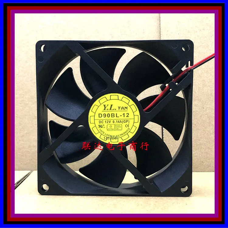 

Original Y.L FAN 9CM 9025 12V 0.14A D90BL-12 Dual Ball Bearing Power Supply Fan for Computers