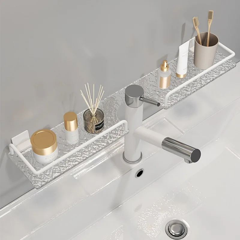Water Ripple Acrylic Storage Tray Bathroom Vanity Organizer For Sink Faucet Countertop Cosmetic Toiletry Display Rack
