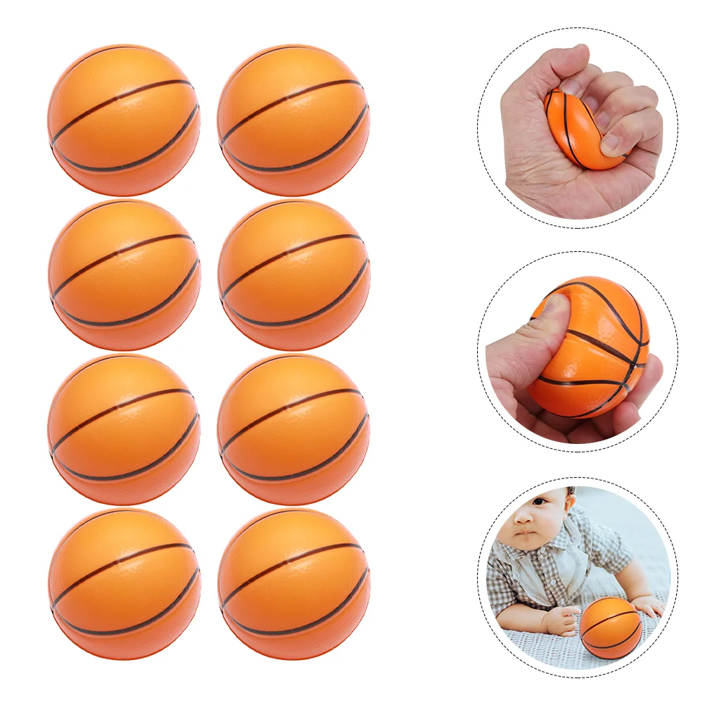 8 Pcs Mini Basketball Stress Balls for Kids Sponge Drainage Foamed Party Favors Pu