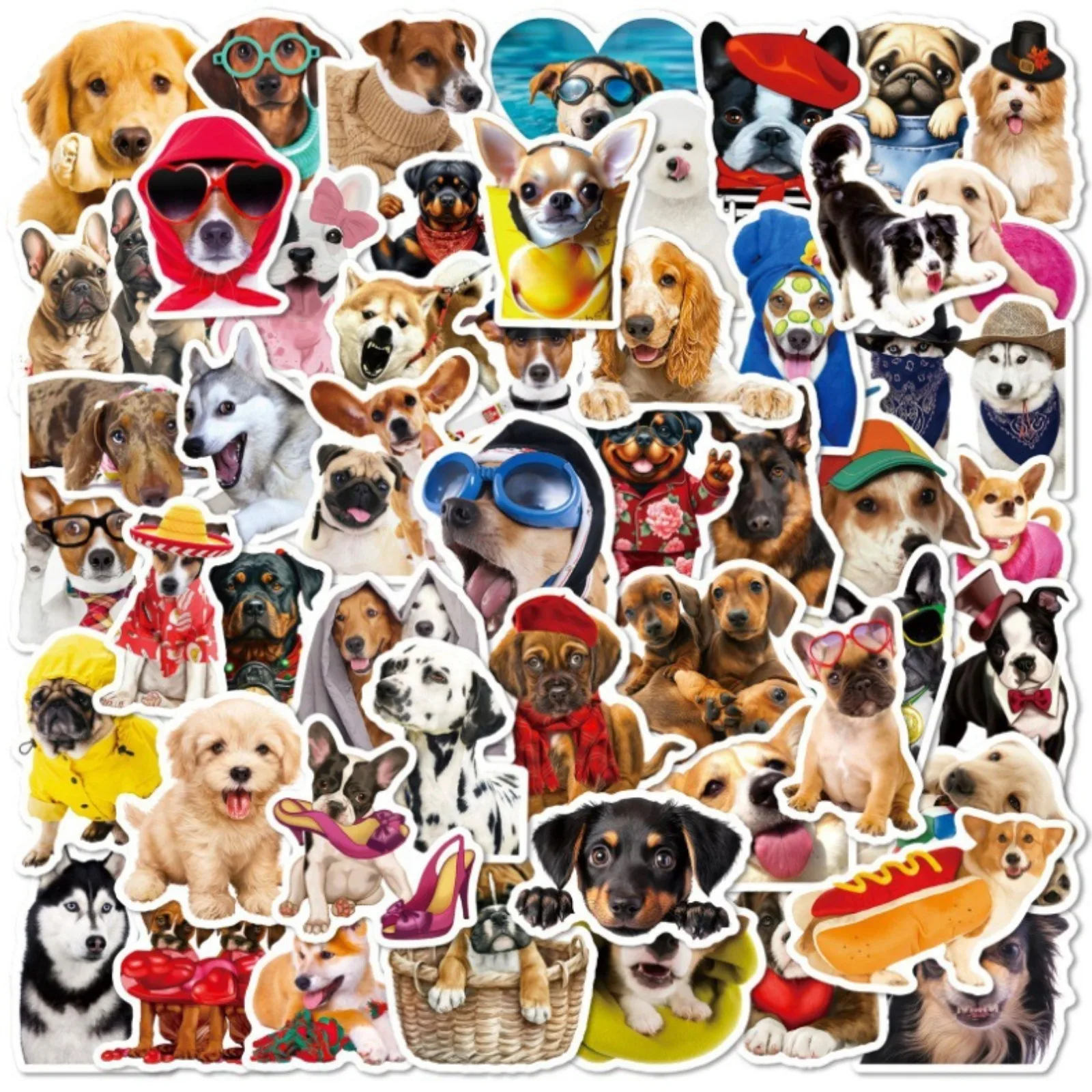 

10/25/50pcs Lovely Realistic Dog Stickers Meme Decals for DIY Waterproof Phone Laptop Guitar Suitcase Car Skateboard Suitcase