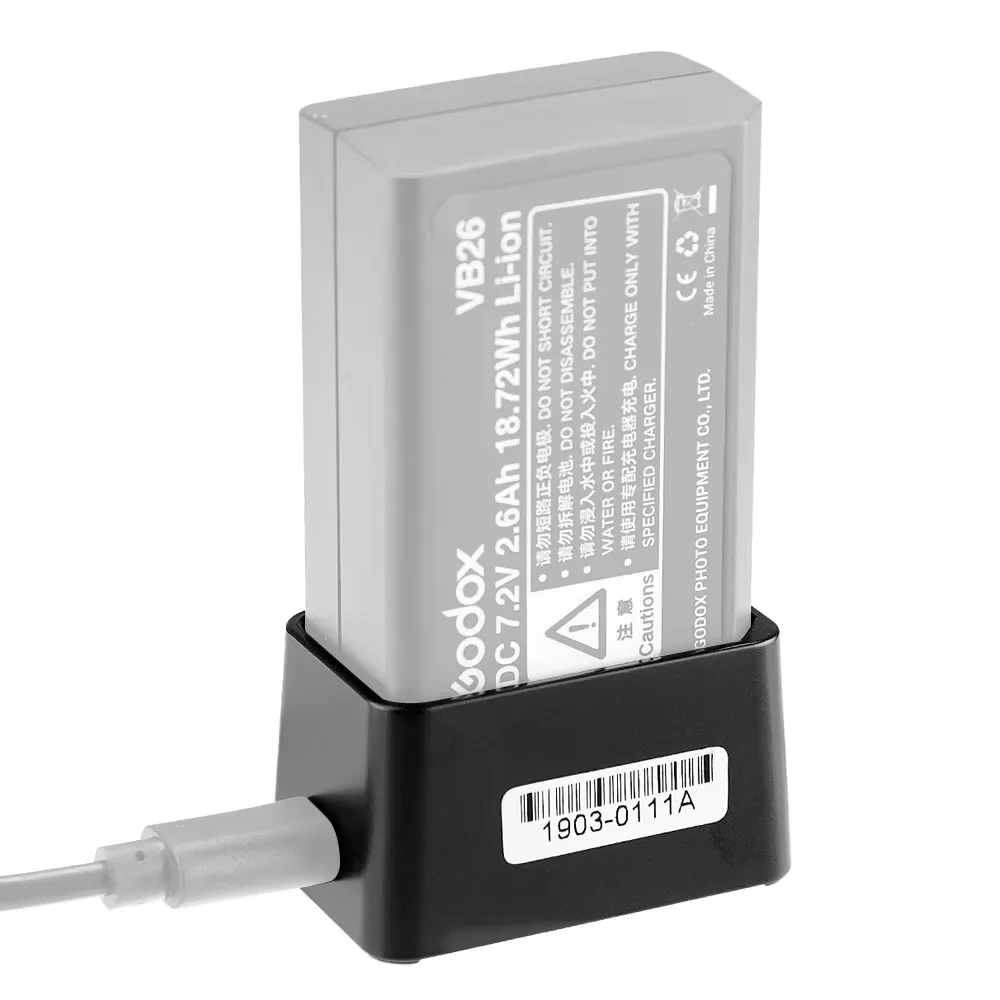 VC26 Flash Battery Charger DC 5V Input DC 8.4V Output Compatible Godox V1 Series V1S V1C V1N V1F V1O V1P Round Flash