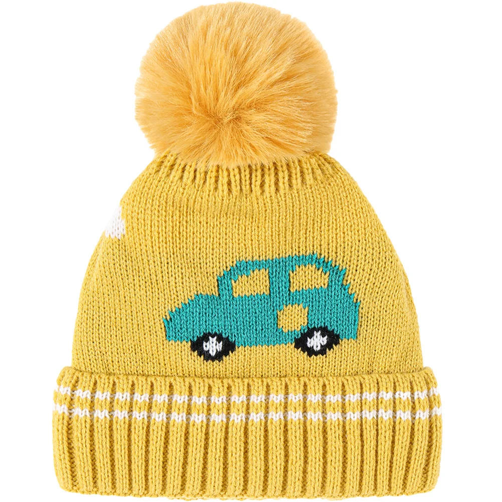

Baby Winter Knit Hat Ball Cartoon Ear Warmer Warm Toddler Newborn Infant Kids Soft Durable Cute Headwear Unisex Hat For