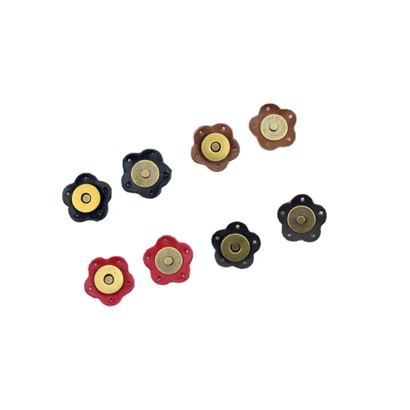 

20pcs/Lot New Bag Leather Button Handmade DIY Plum Blossom Luggage Magnetic Buckle Tailor Leather Craft Accessories