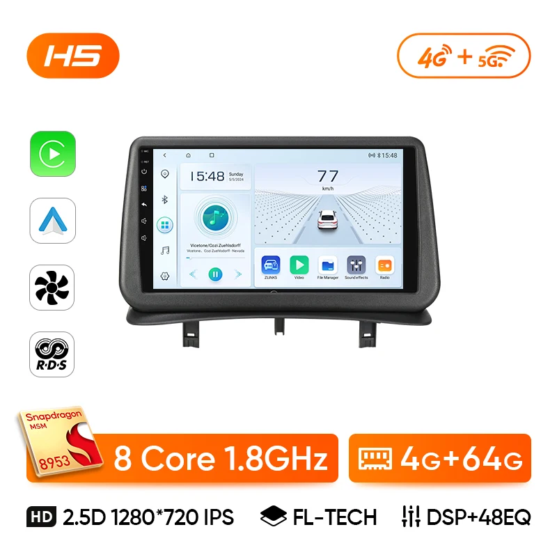 Ainavi Autoradio voor Renault Clio 3 2005-2014 Draadloze CarPlay Android Auto 4G Multimedia Speler Navigatie GPS 2din Autoradio