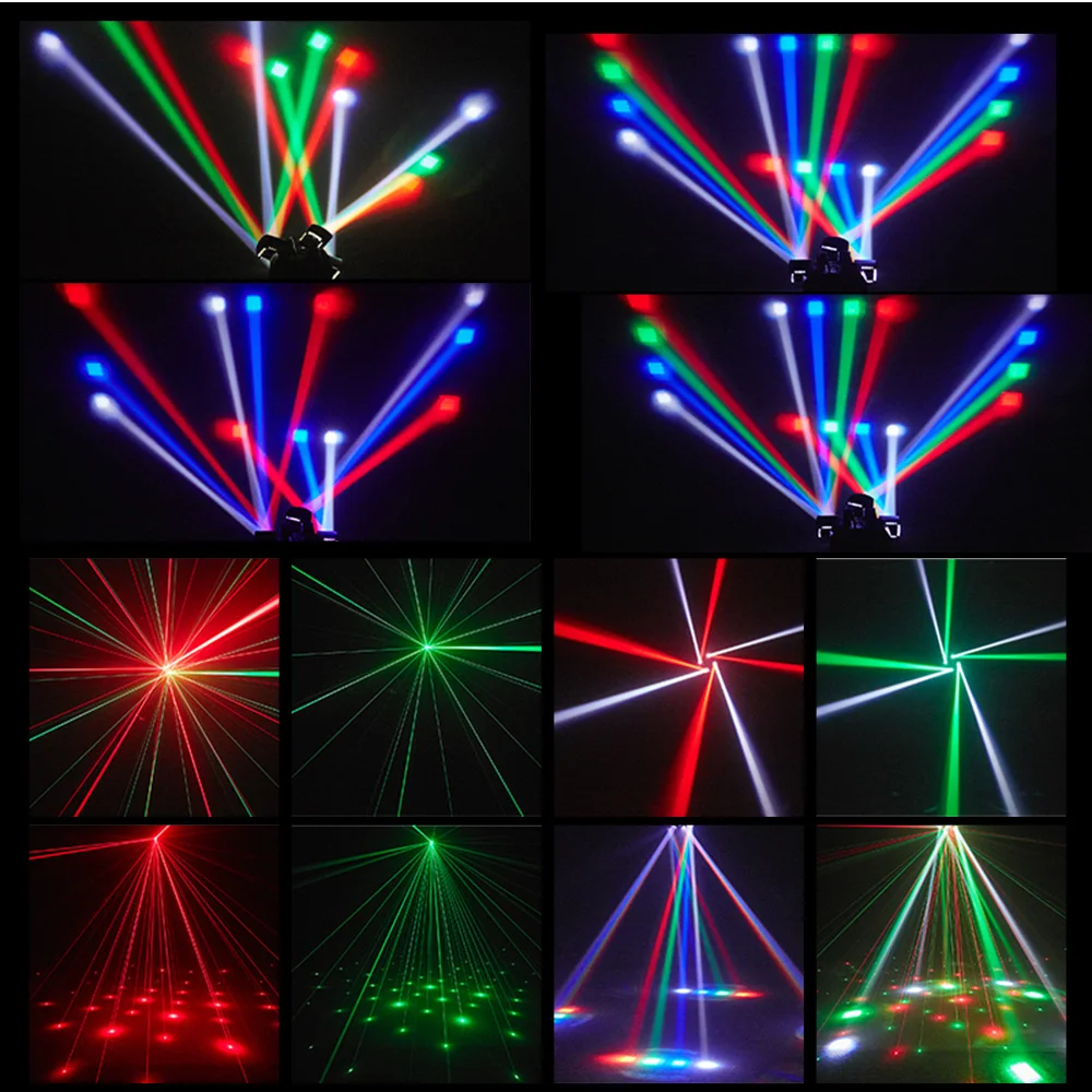 ไฟดิสโก้แบบเคลื่อนย้ายได้ 4 หัว พร้อมรีโมทคอนโทรล 48W DMX มินิบีม อุปกรณ์ดีเจเคลื่อนที่ ไฟเวทีสำหรับงานปาร์ตี้ คลับ คริสต์มาส งานวันเกิด