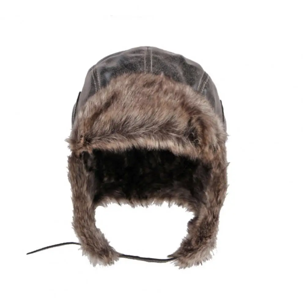 

Winter Ear Flap Hat Winter Men's Lei Feng Hat with Plush Ear Faux Fur Windproof Design for Outdoor Activities Like